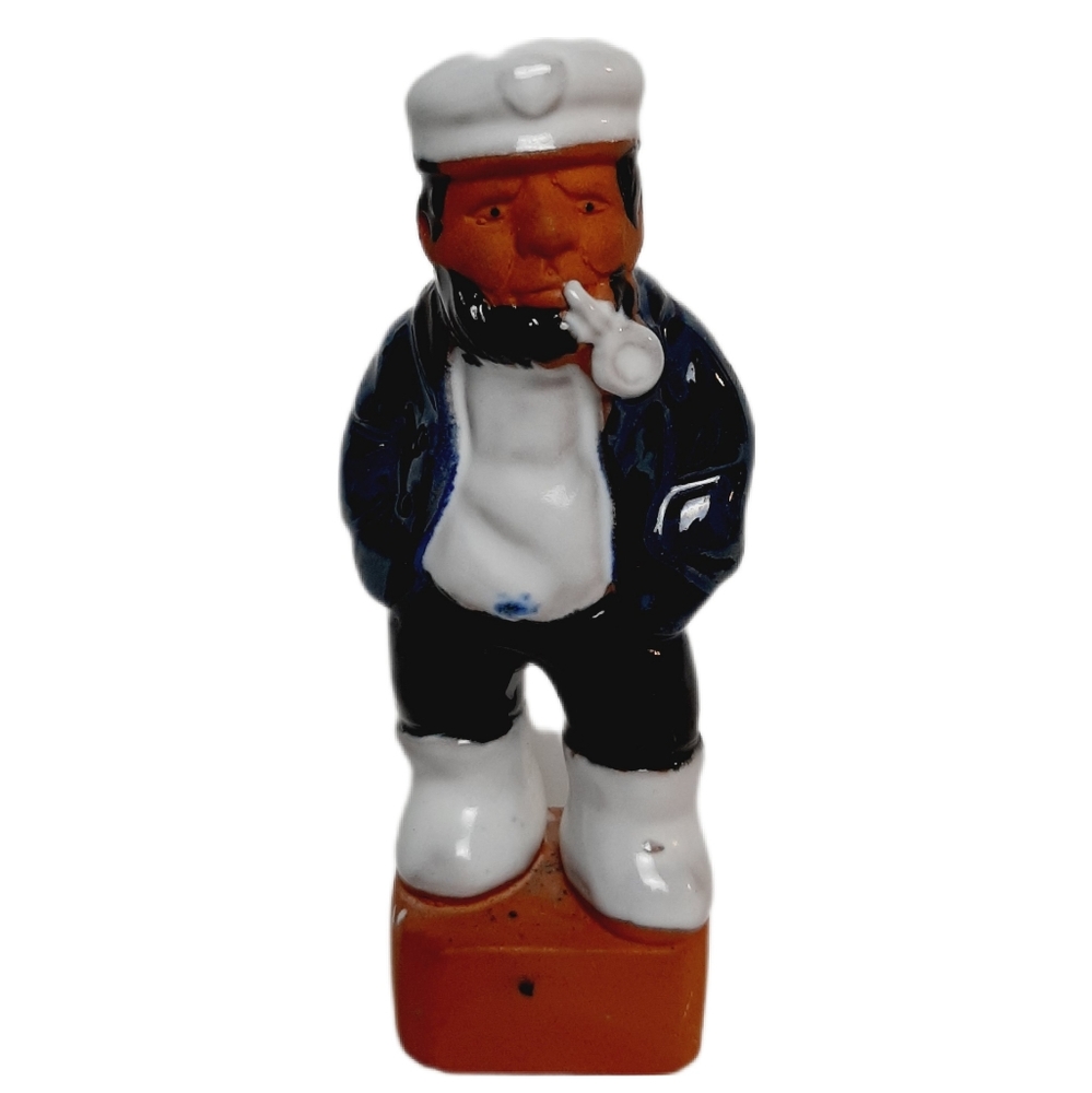 🍒 Vintage Sea Captain Glazed Pottery Figurine Sailor Figure Art Home Decor